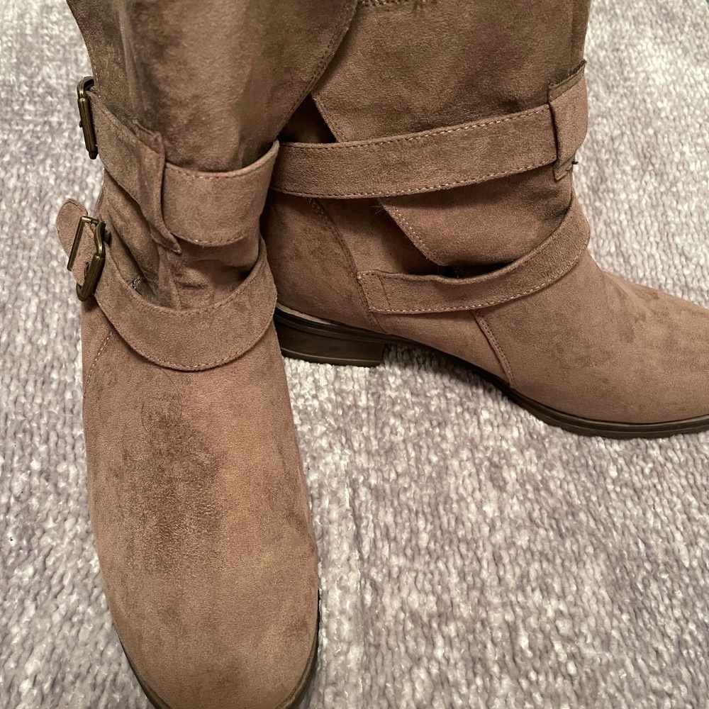 Brown suede ankle boots